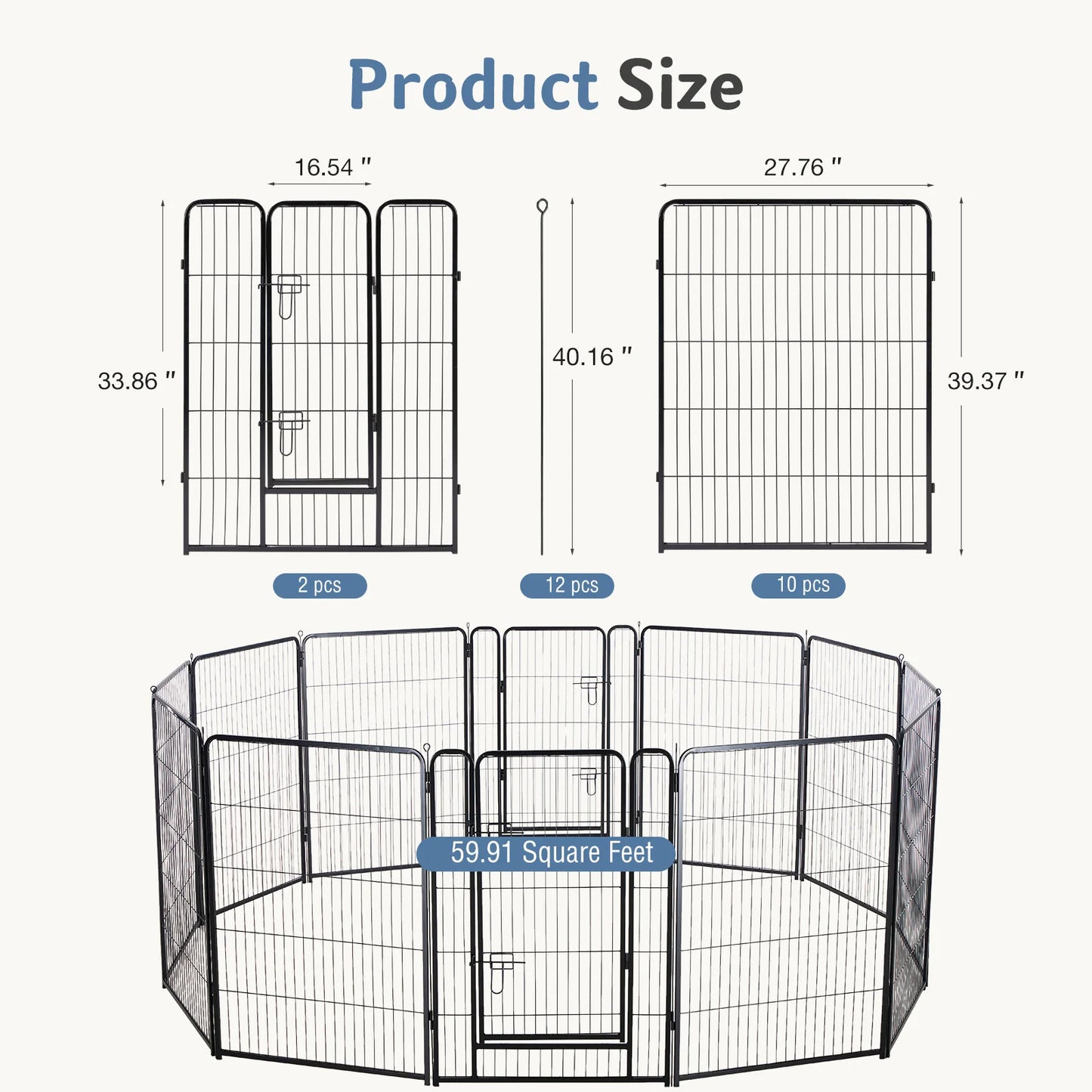 JHK Metal 12-Panel Dog Playpen Foldable Outdoor Fence