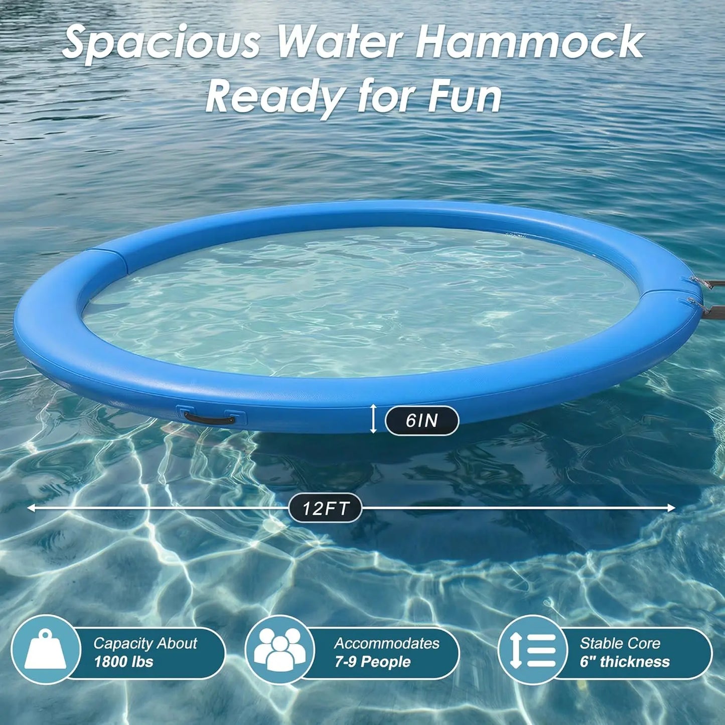 Water Hammock Inflatable Float Ring With Mesh Design