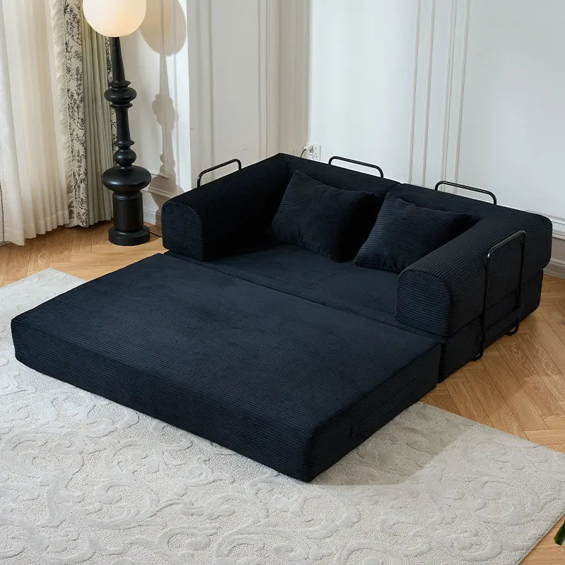 Convertible Futon Sofa Bed Foldable Couch With L Shaped Arms