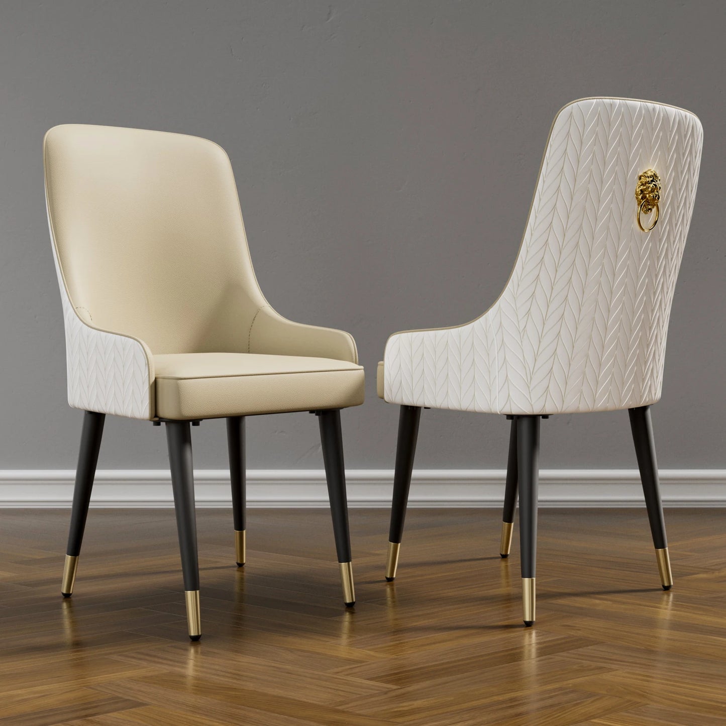 Modern PU Leather Dining Chairs Set Of 2 Tufted Back