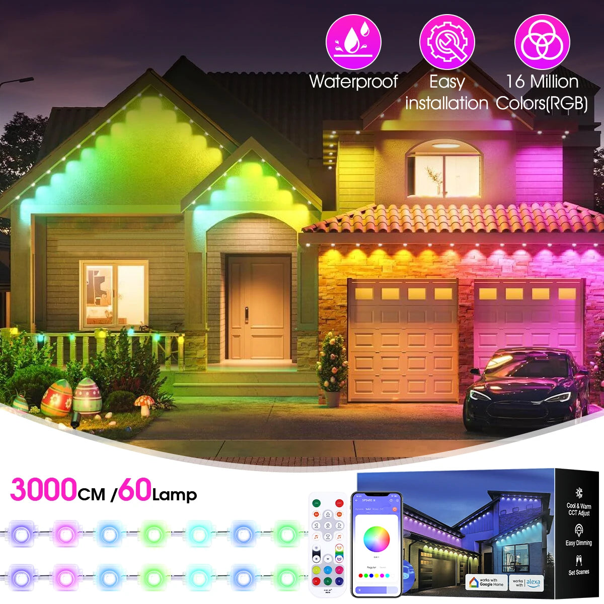 Aiopp Permanent Outdoor Lights RGBIC IP67 Waterproof 100 Scene Modes