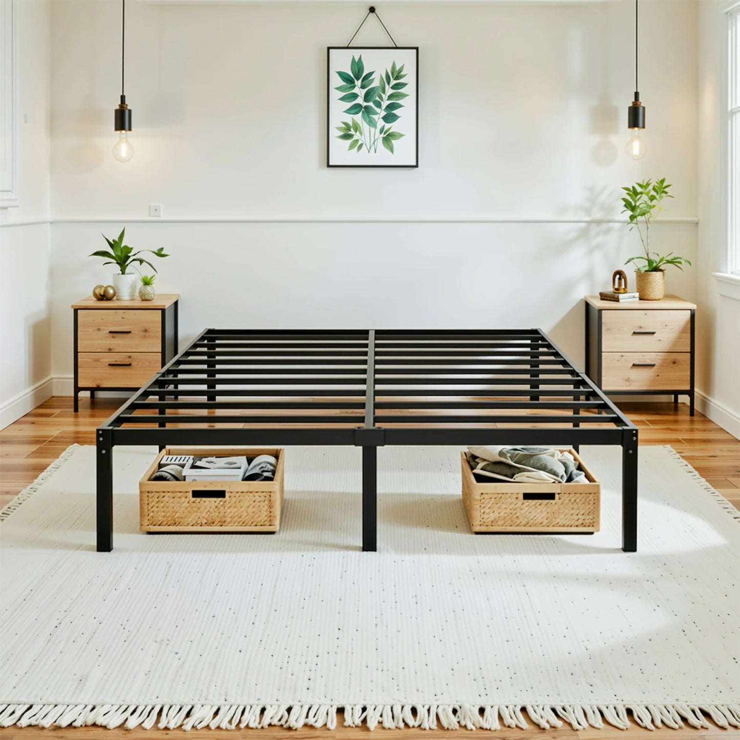 HOOMIC Metal Platform Bed Frame With Storage Space Easy Assembly