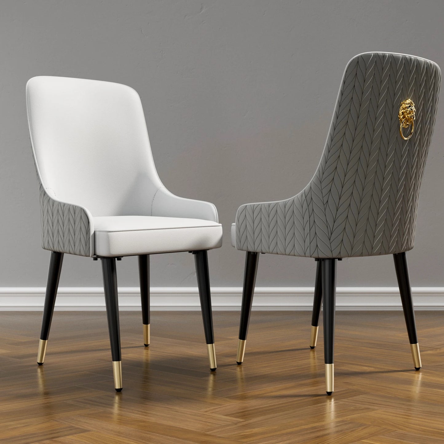 Modern PU Leather Dining Chairs Set Of 2 Tufted Back