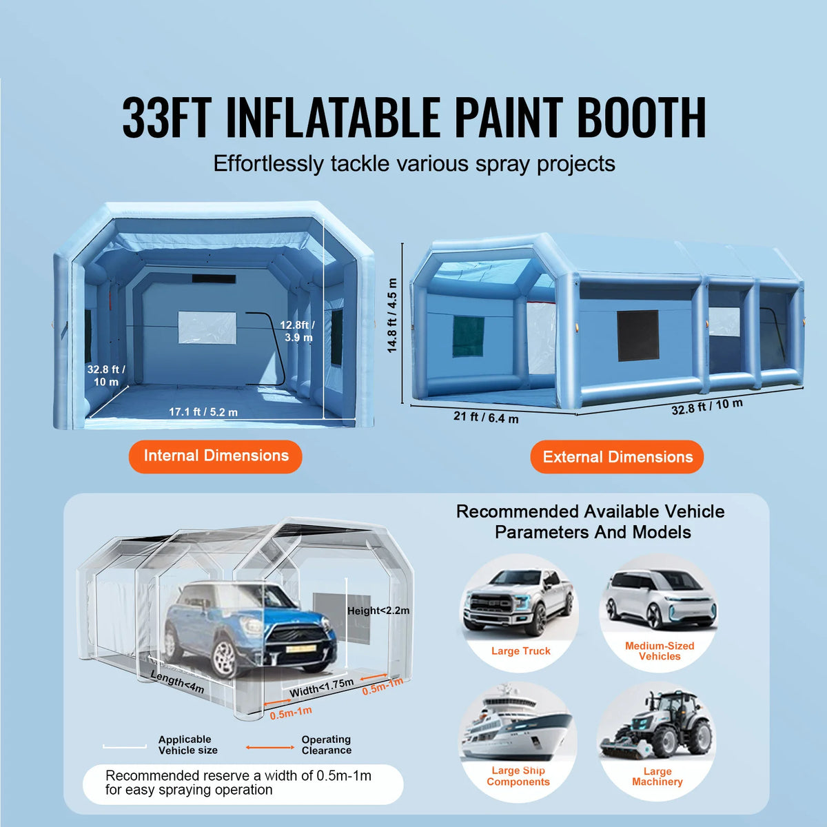SucceBuy Inflatable Paint Booth Inflatable Spray Booth with Powerful Blowers and Air Filter System Portable Car Paint Booth