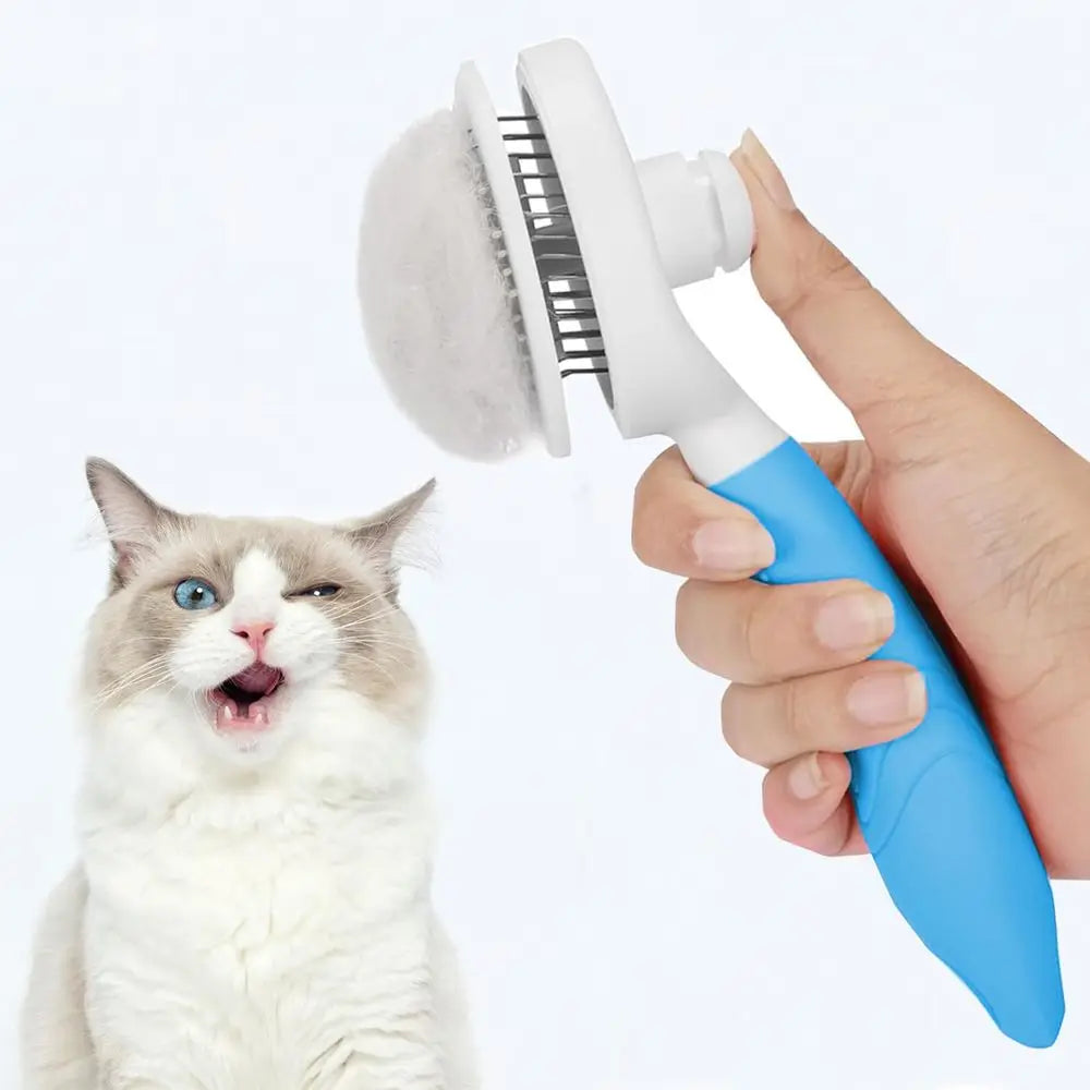 Cleaning Slicker Brush - Cat Skin-friendly Deshedding Grooming Massaging Tool for Long & Short Haired Pets, Easy Removes Underco