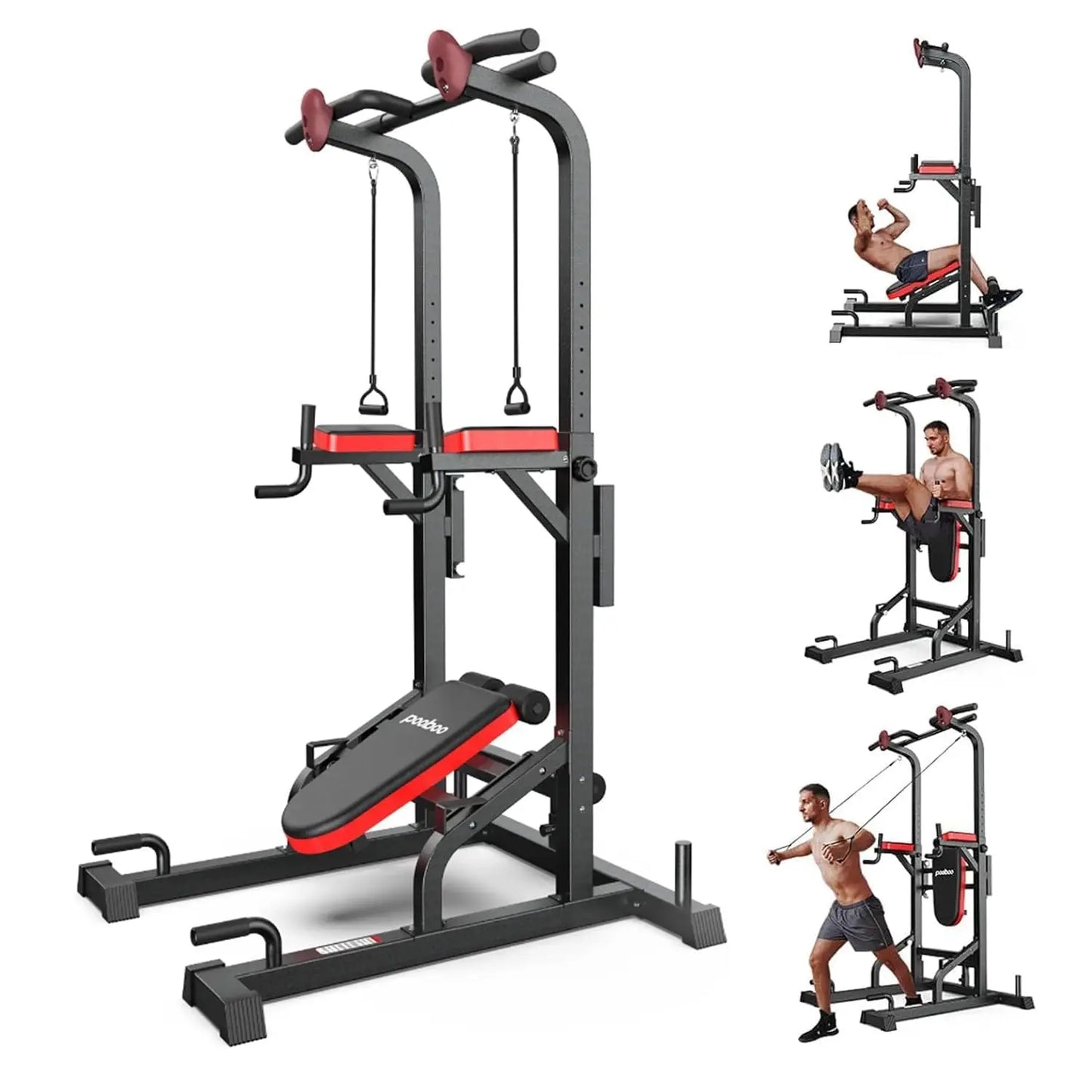 Pooboo Power Tower Dip Station and Pull Up Bar Multifunction