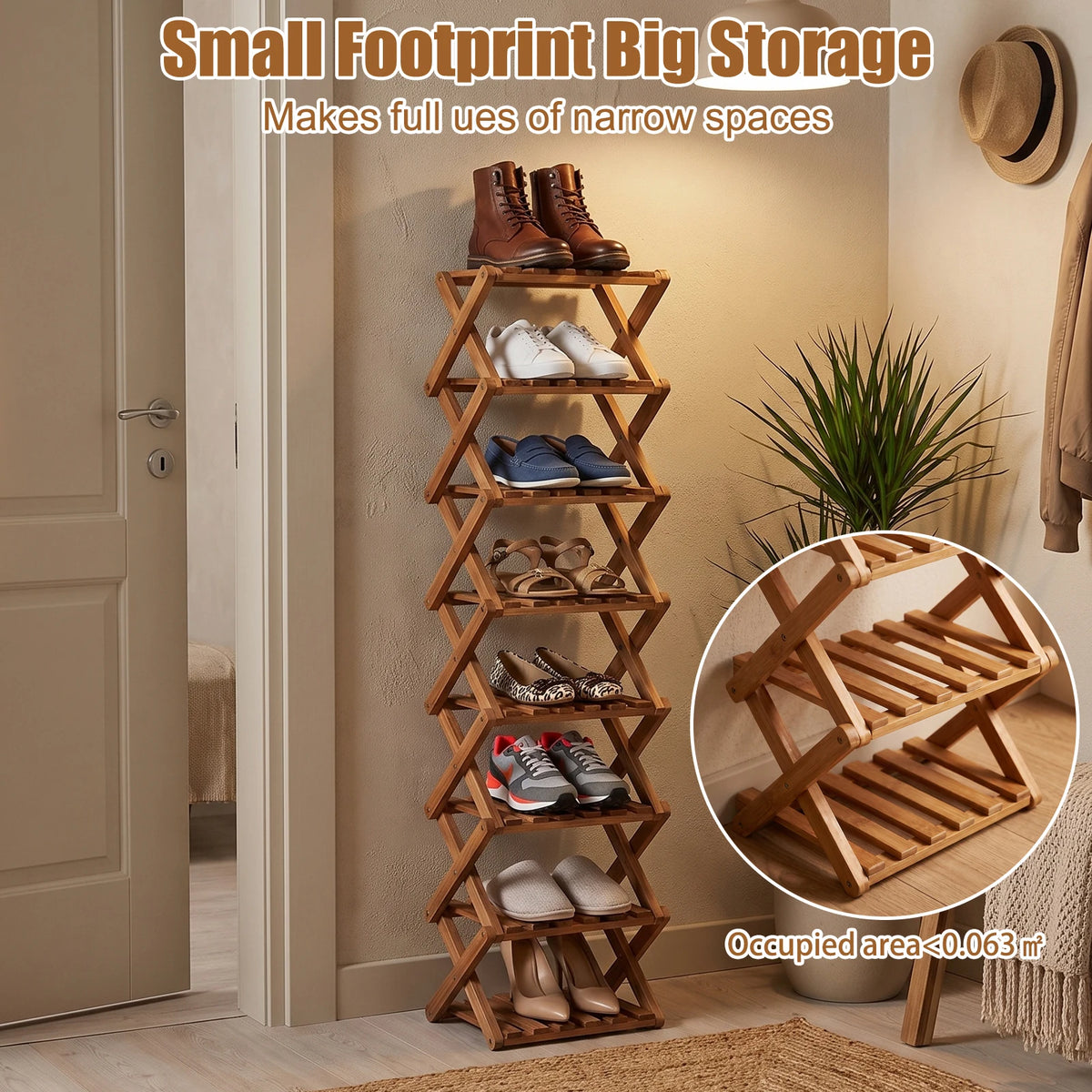 Universal Bamboo Shoes Rack Organizer Storage PC For Home Entryway Closet Bedroom Living Room Space Saving Multi Layer Durable Lightweight Easy Assembly Portable Shoe Shelf Holder Stand With PC Connectors Accessories Kit Prem