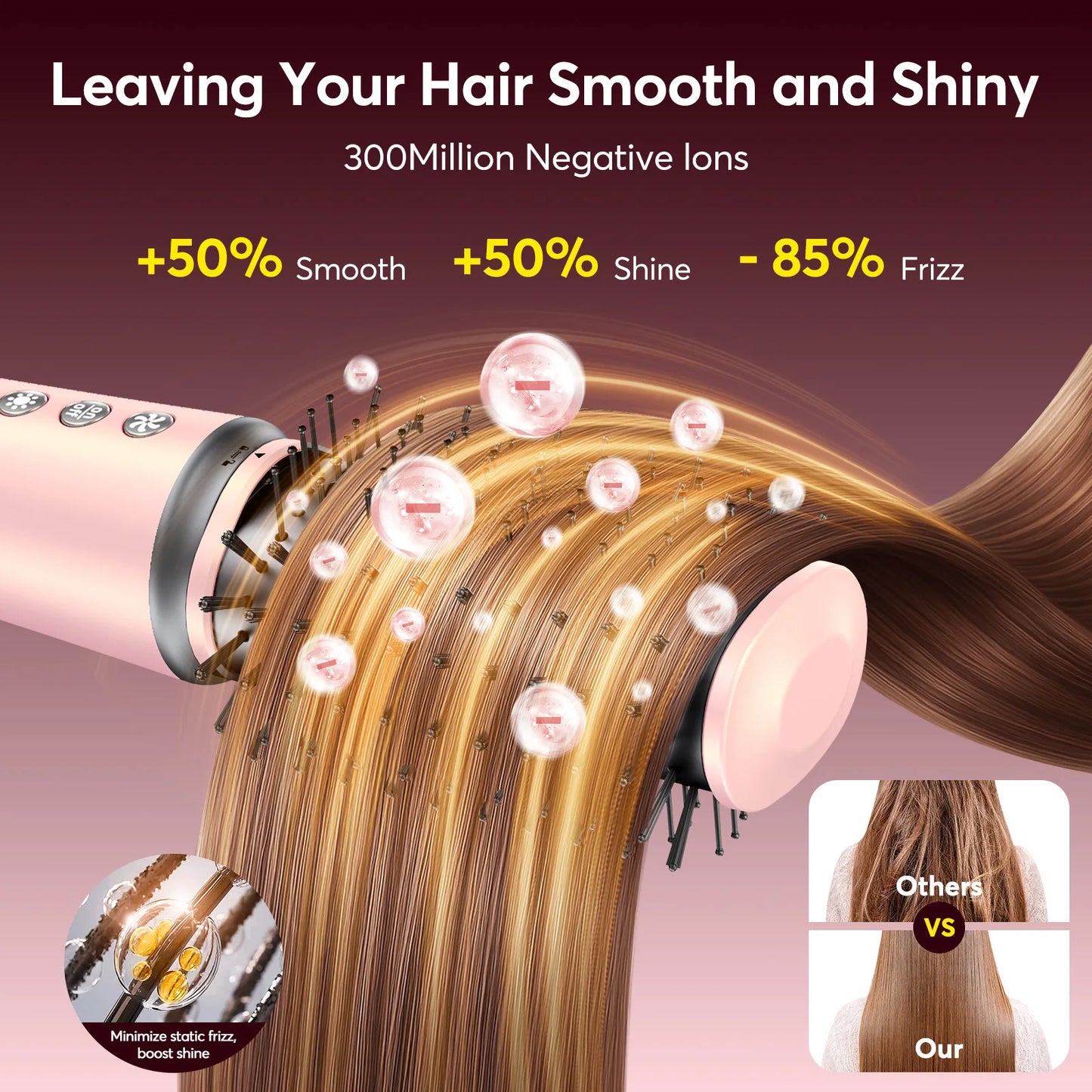 5 in 1 High Speed Hair Dryer,Hot Air Comb Set,Hair Brush,Curling Iron,Hair Straightener Styling Tool, Blow Dryer Gift Box