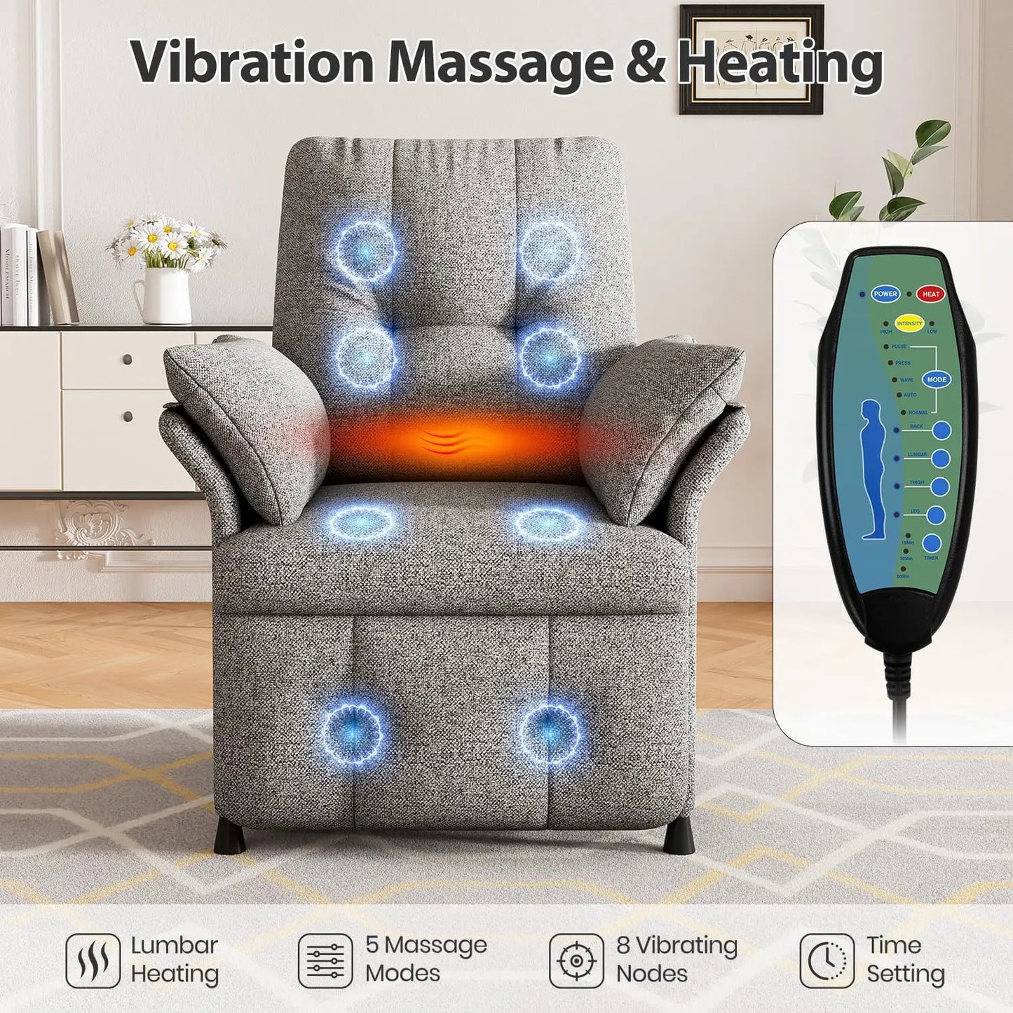 Power Recliner Chair For Adults With Heat And Massage