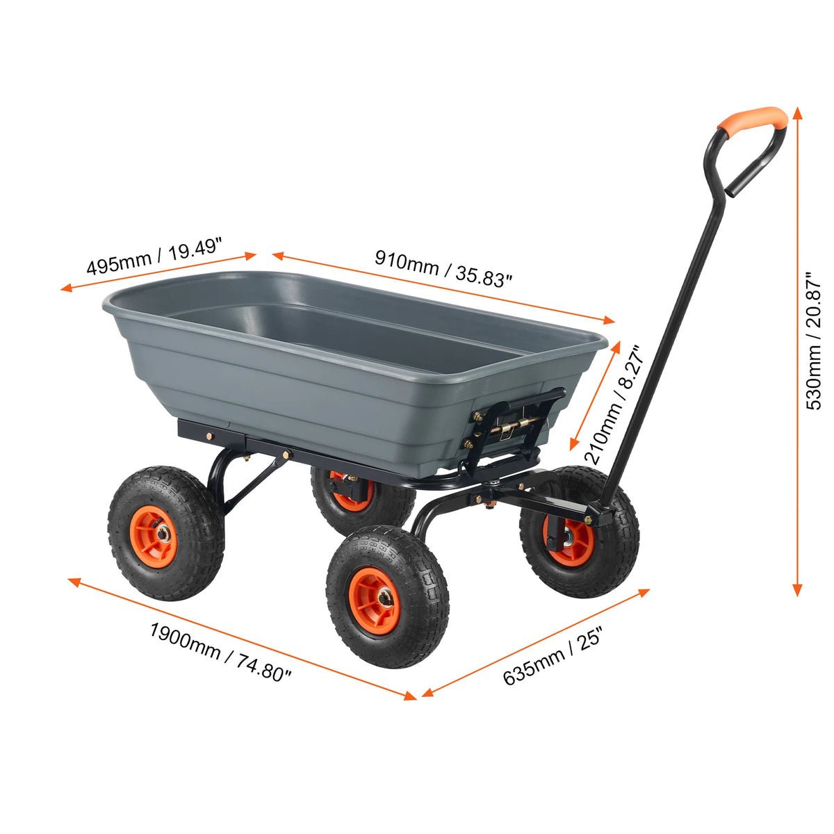 SucceBuy Heavy Duty Garden Dump Cart With Steel Frame
