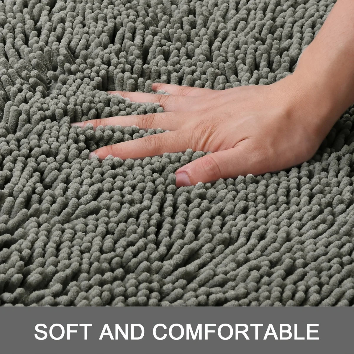 Ultra-Soft Chenille Plush Bath Mat, Super Absorbent, Machine Washable