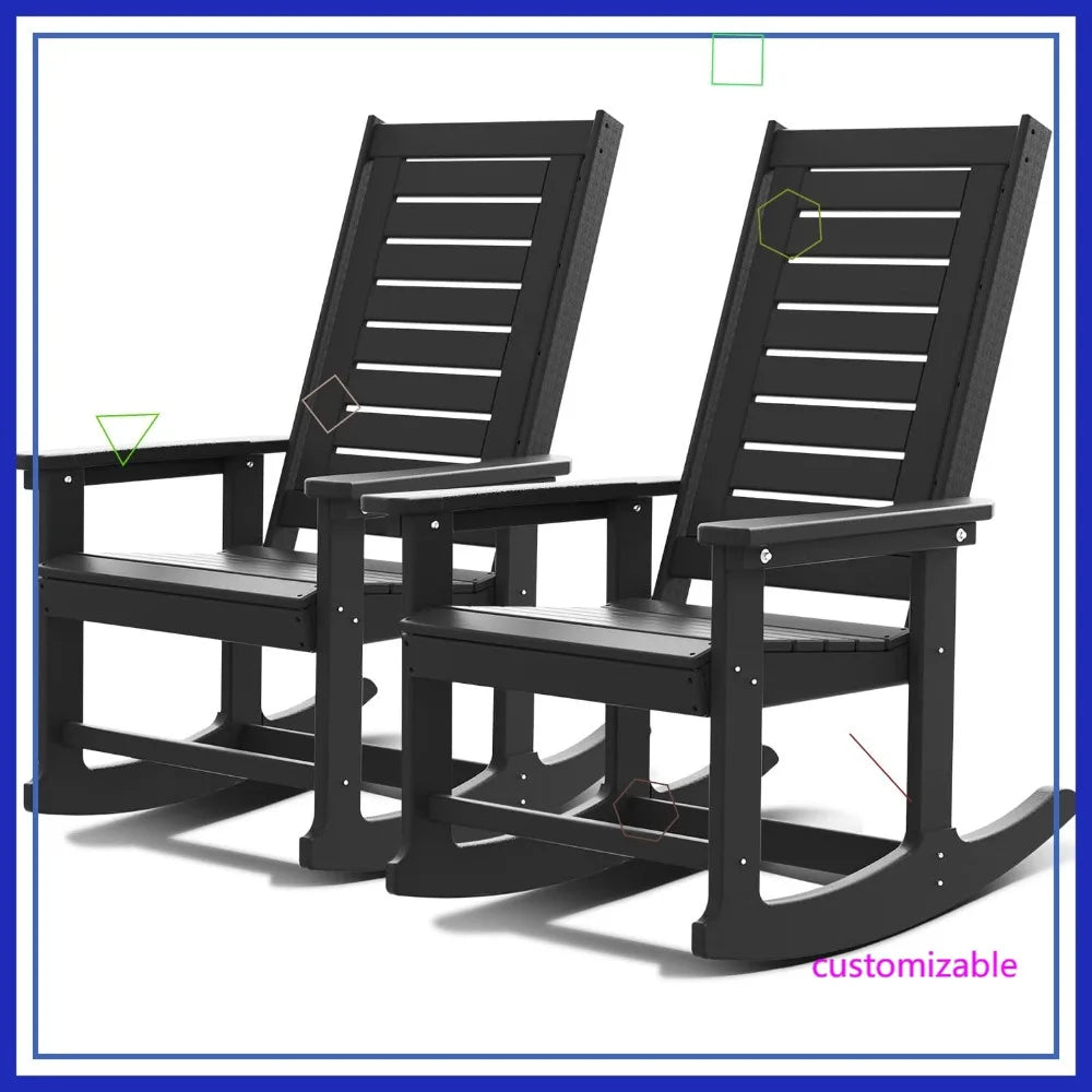 Outdoor Rocking Chairs Set Of 2 In Durable HDPE Plastic