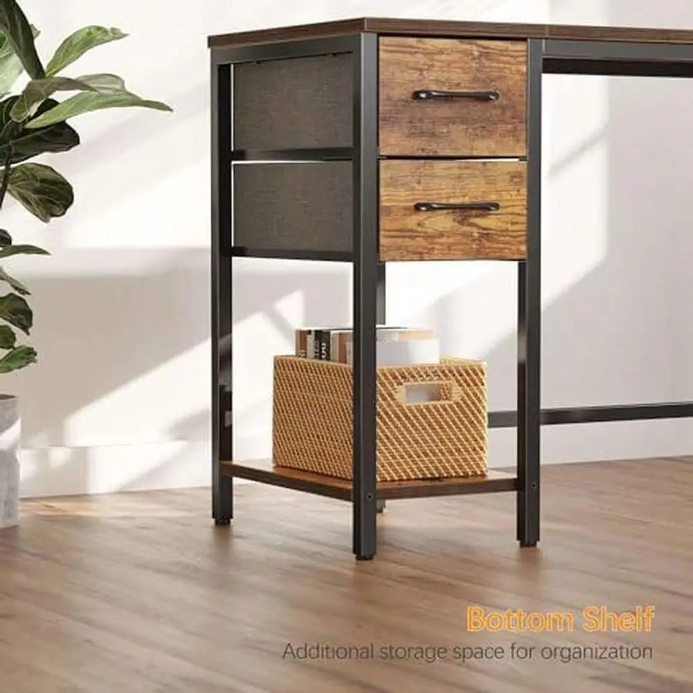 Computer Desk With 2 Drawers, 40 Inch Small Office Desk Study Writing Table, Light Brown