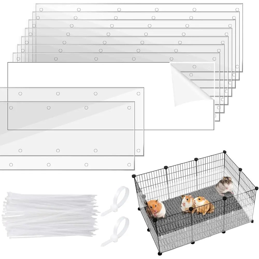 10Pcs Flexible 0.8mm Pet Cage Guard Liners Clear, 14”×4.5” Guinea Pig Cage Side Lining, Scatter Guard or Cage, Rabbit Urine Guar
