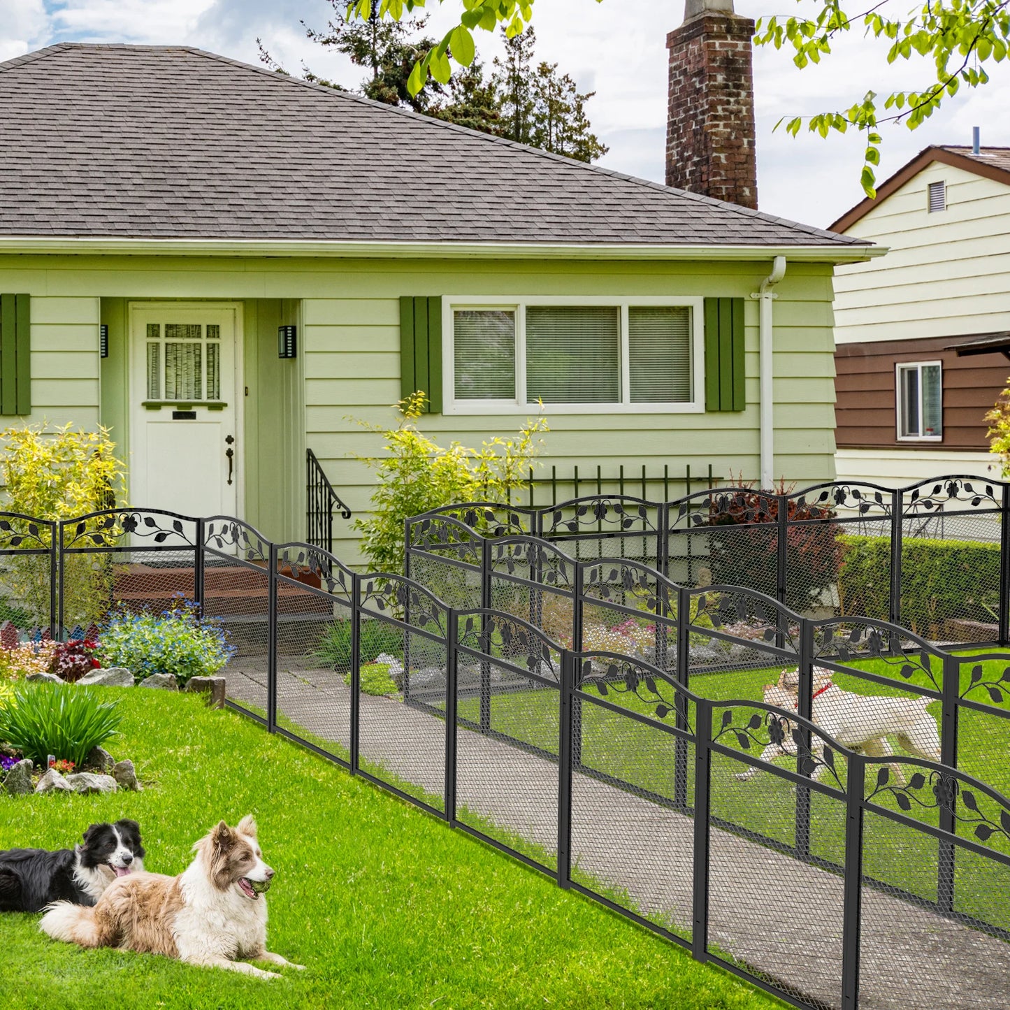 Decorative Iron Garden Fence Panels Lawn Border Outdoor Barrier