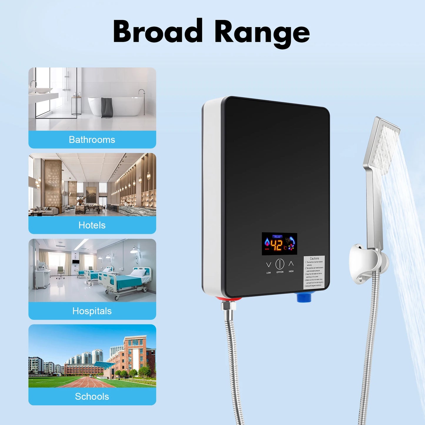 6500W 220V Tankless Electric Water Heater Wall Mounted