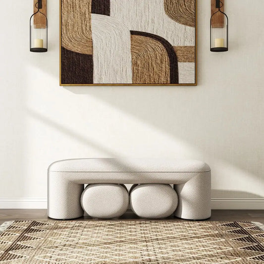 3Piece Nesting Upholstered Bench with 2 Stools, 53 Chenille Accent Waterfall Bench Modern End of Bed Entryway Bench Bedroom Ben