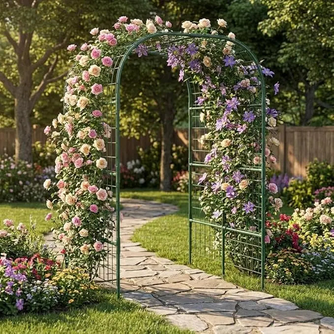 Metal Garden Arch Trellis 7.3 Feet U Shape For Raised Beds Climbing Plants