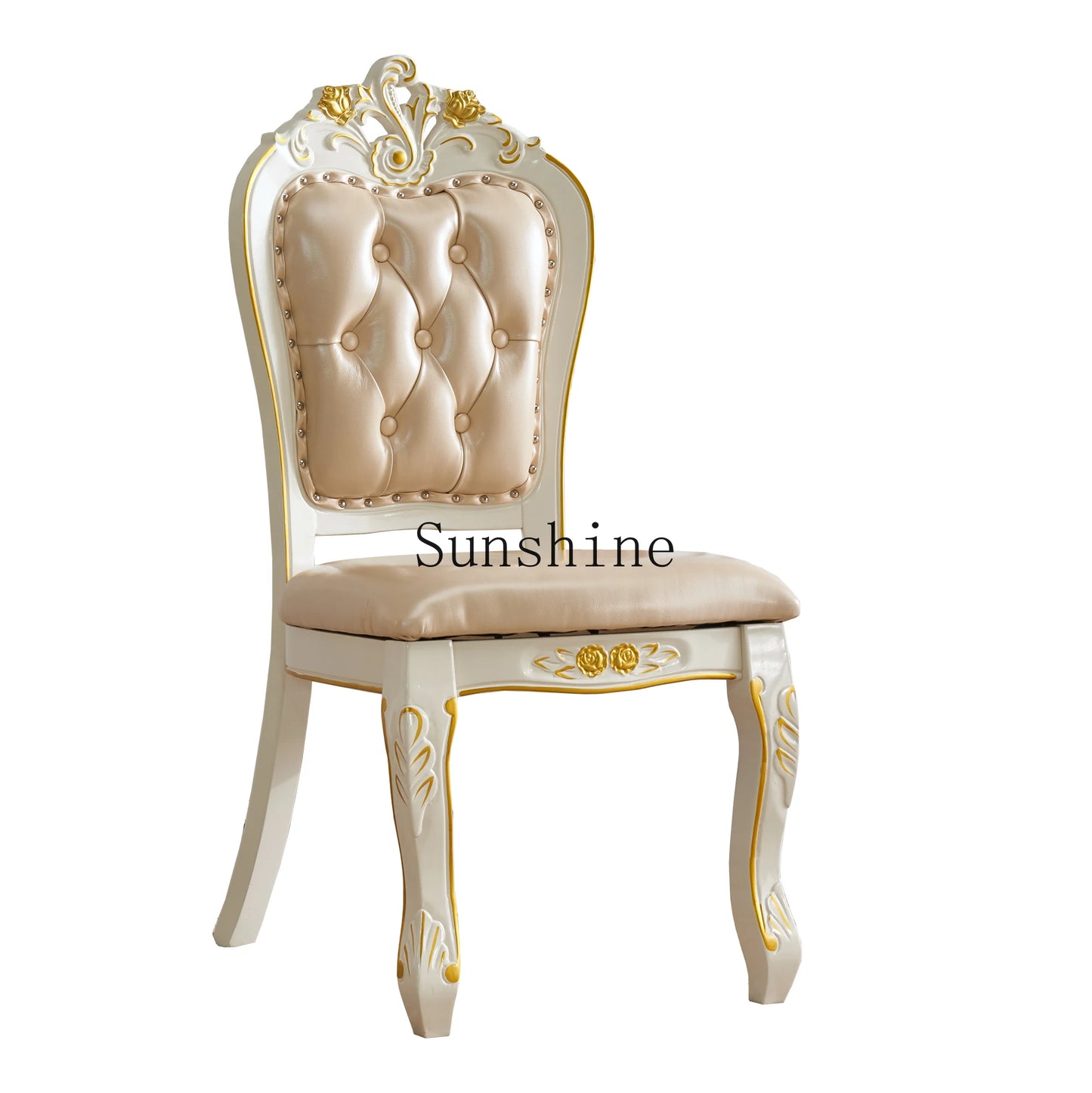 European Marble Dining Table And Carved Solid Wood Chair Set