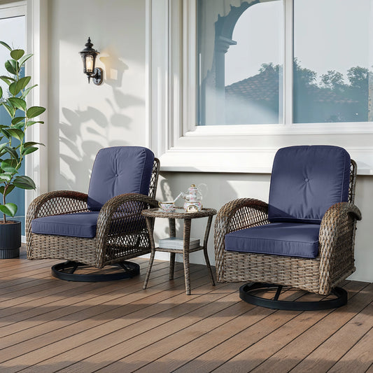 Outdoor Patio Furniture Set With Cushions And Rotating Rocking Chairs