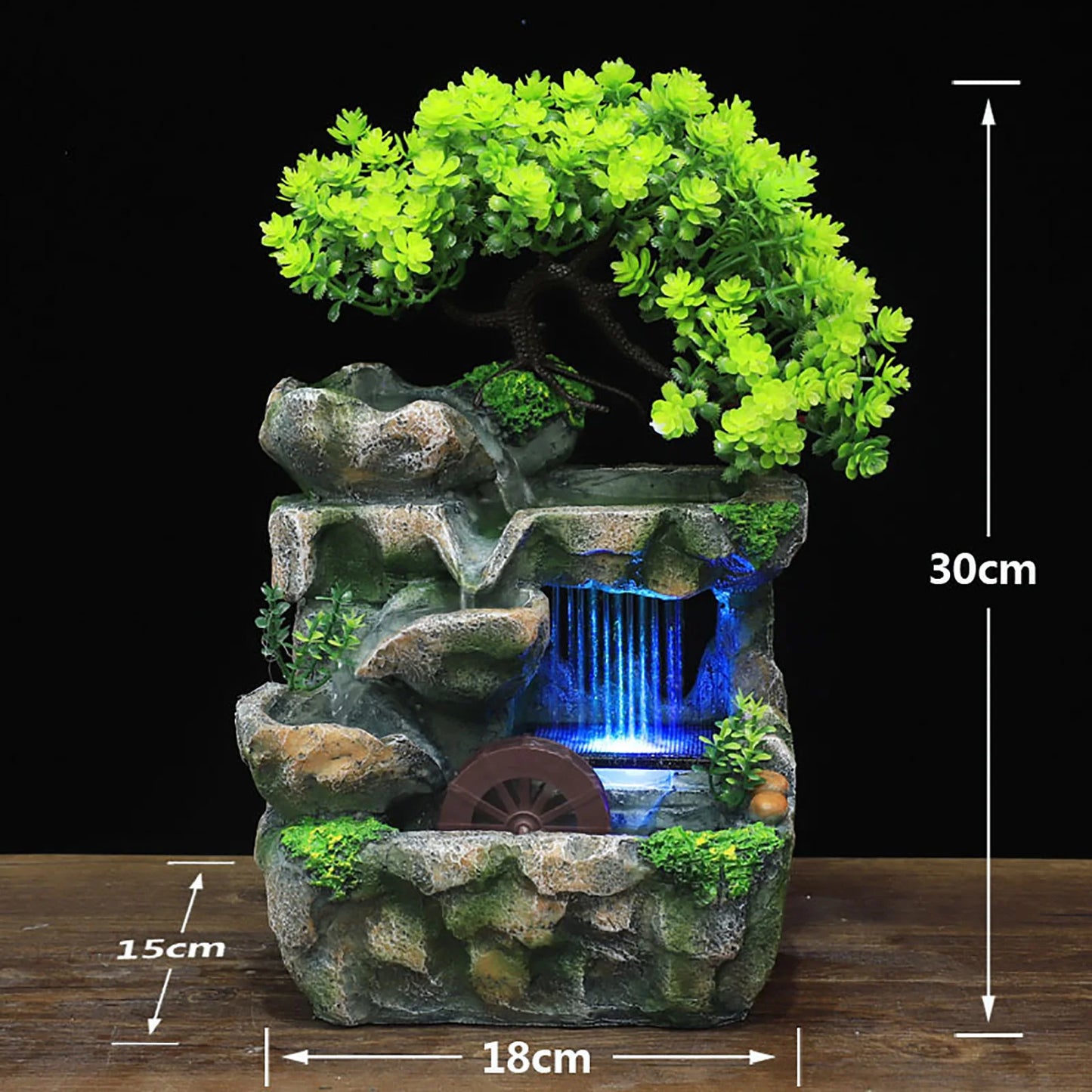 Indoor Room Waterfall Desktop Fountain Colour Changing Led Lighting Zen