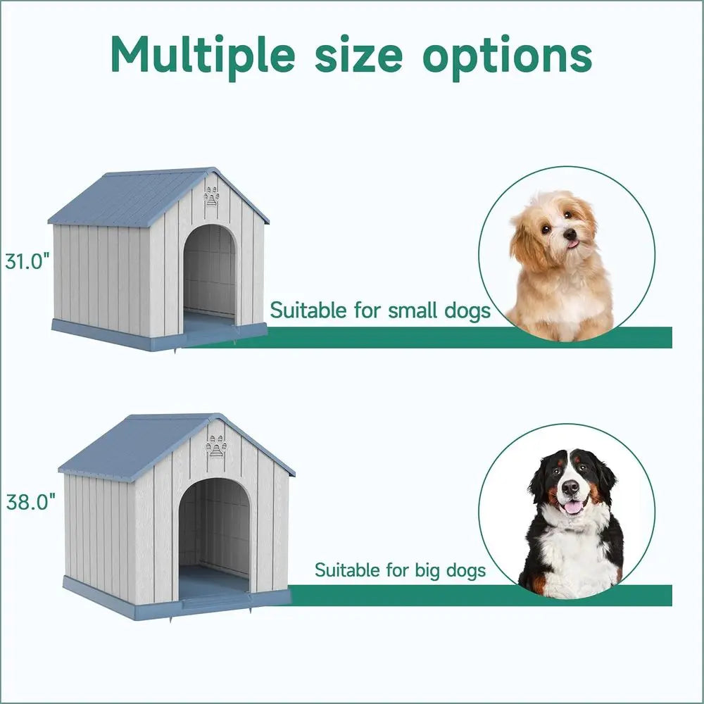 Large Dog House Indoor Outdoor Waterproo,Puppy Shelter with Air Vents and Elevated loor,Sturdy Dog Kennel or Small to Large Size