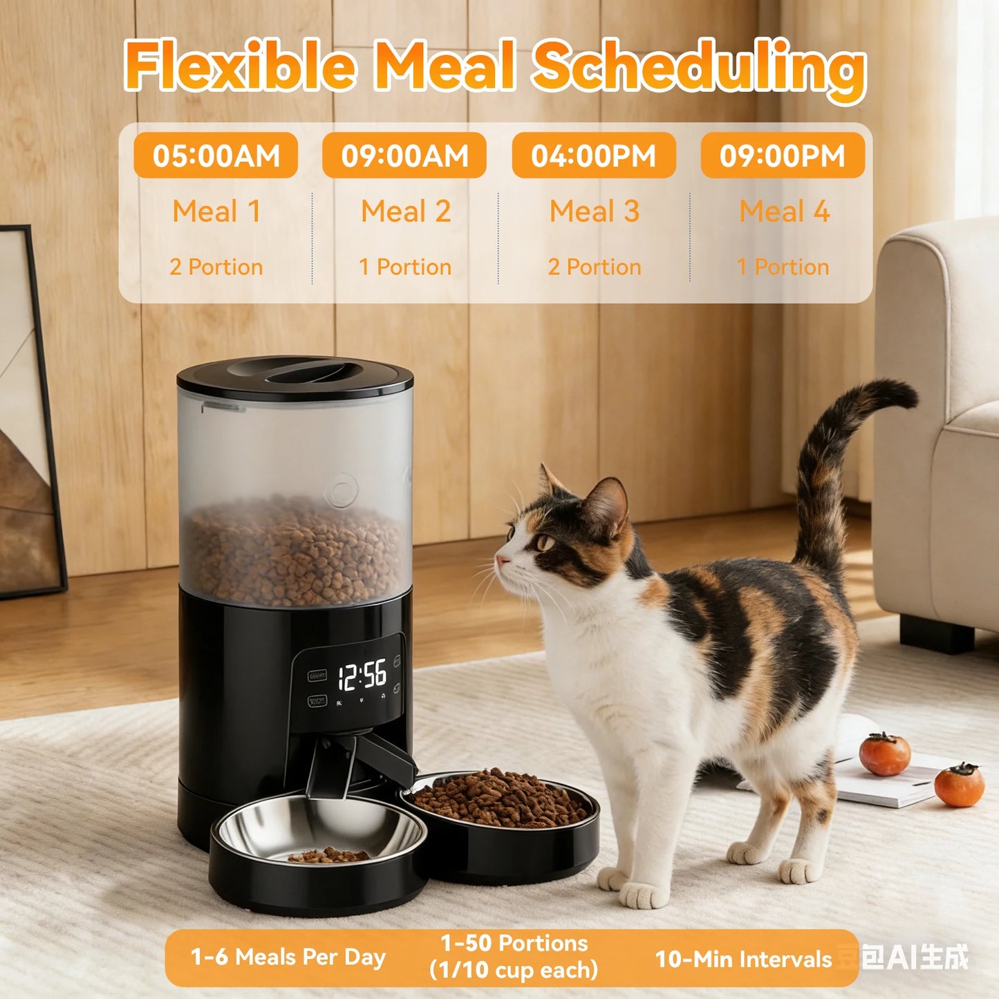 Automatic Timed Pet Feeder With Dual Stainless Bowls