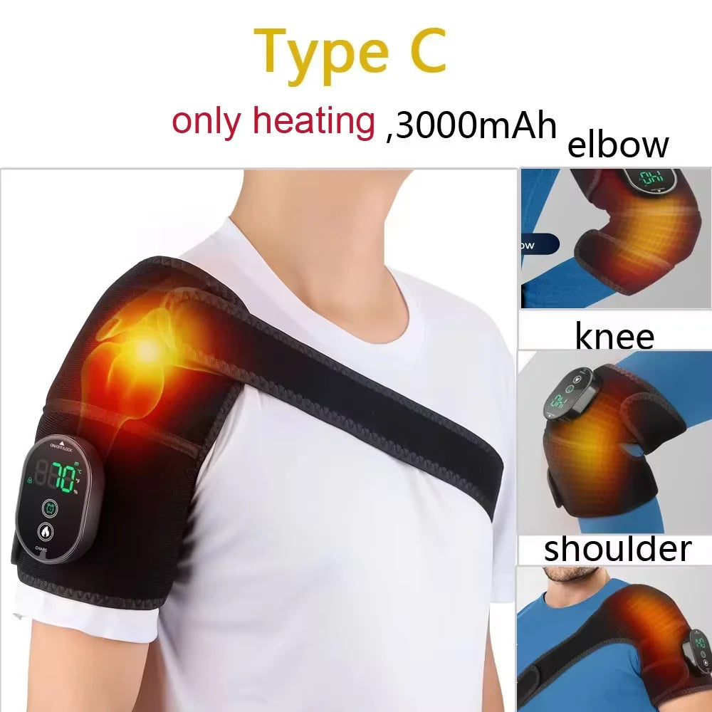 Electric Heating Shoulder Massager Vibration Shoulder Knee Brace 2 in 1  Massage Blets Warmer Heated Muscle Relax Pads