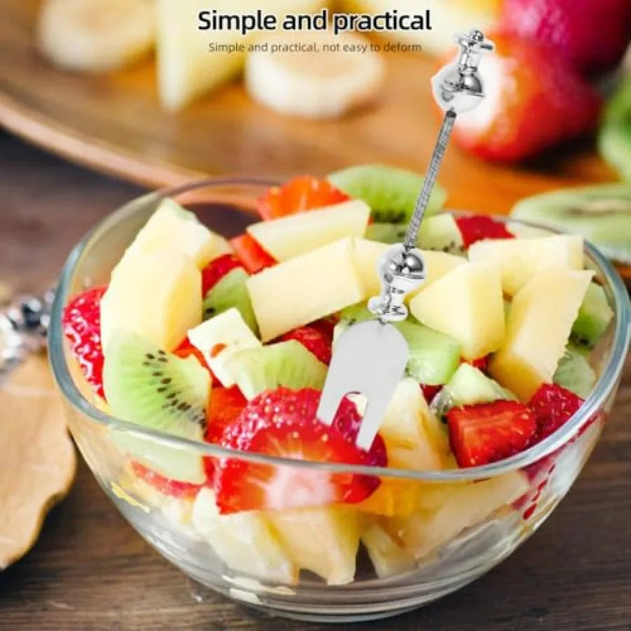 Beaded Fruit Fork 6.02 Inch Stainless Steel Flatware DIY Beadable Dessert Fork for Household Tableware and Elegant Dining