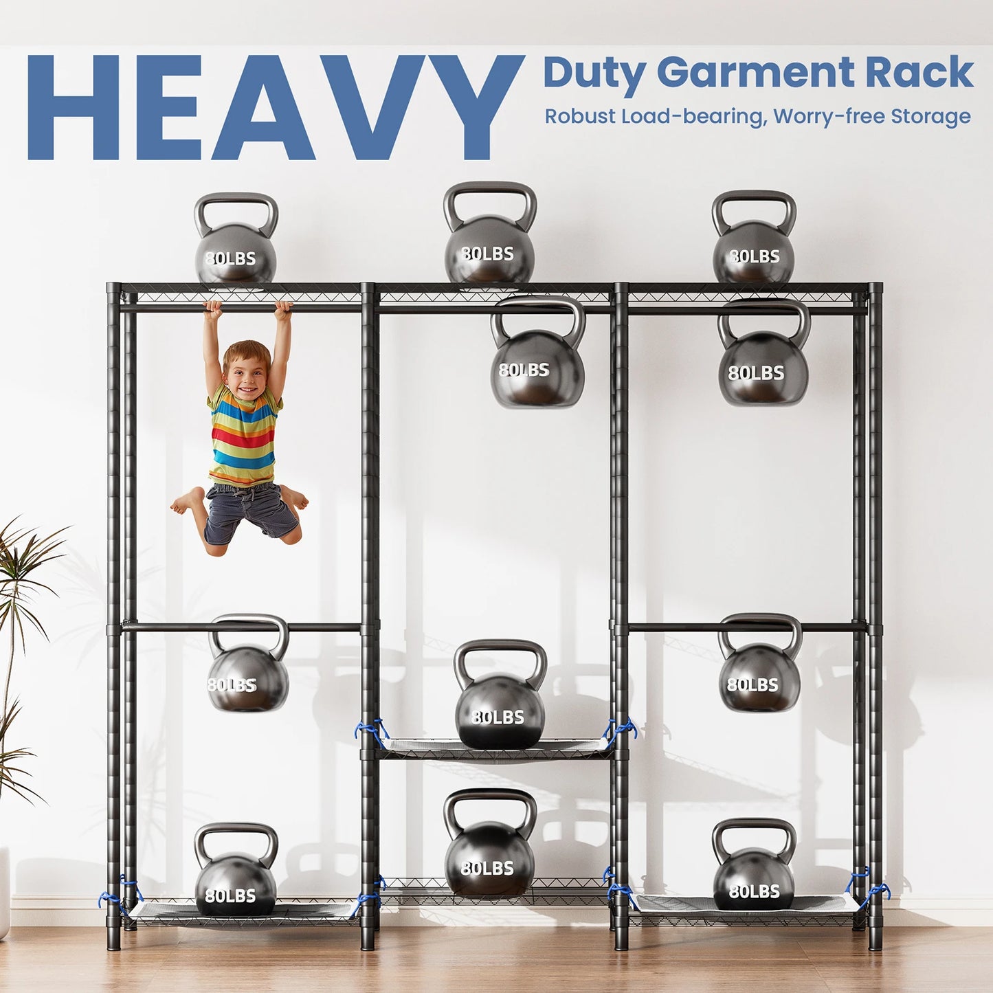 Heavy Duty Freestanding Clothes Rack Storage Organizer 960lb Capacity
