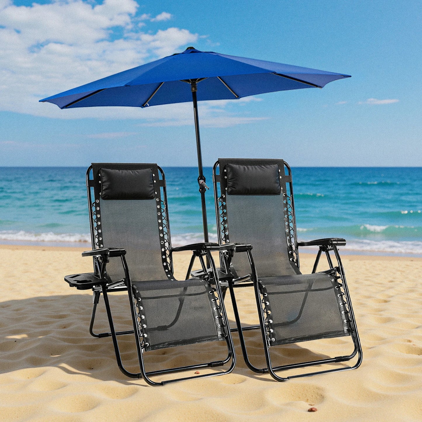 JHK Zero Gravity Portable Recliner Cup Holder Outdoor Patio