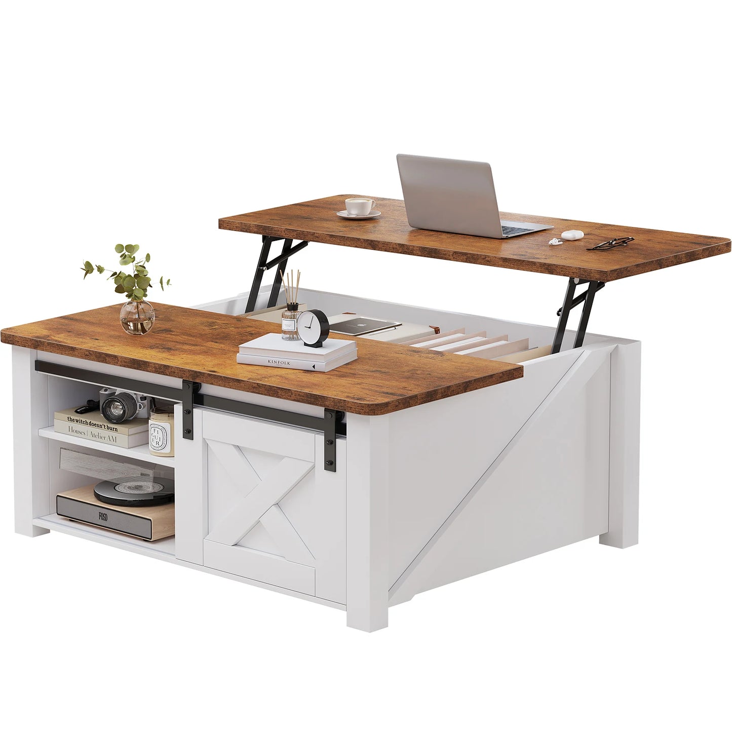 MCQ Lift Top Coffee Table With Adjustable Storage Shelf