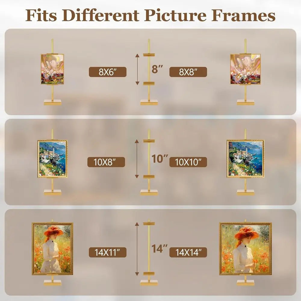 Adjustable Tabletop Easel Stand, Gold Easel or Display | Steady and Elegant Picture Easels or Display, Adjustable Art Easel, Pic