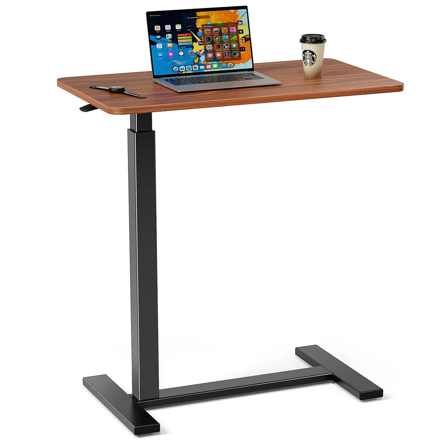 JHK Sofa Table with Hidden Wheels Overbed Bedside Adjustable Height Home Use Bed Table Laptop Mobile Standing Desk For Bedroom