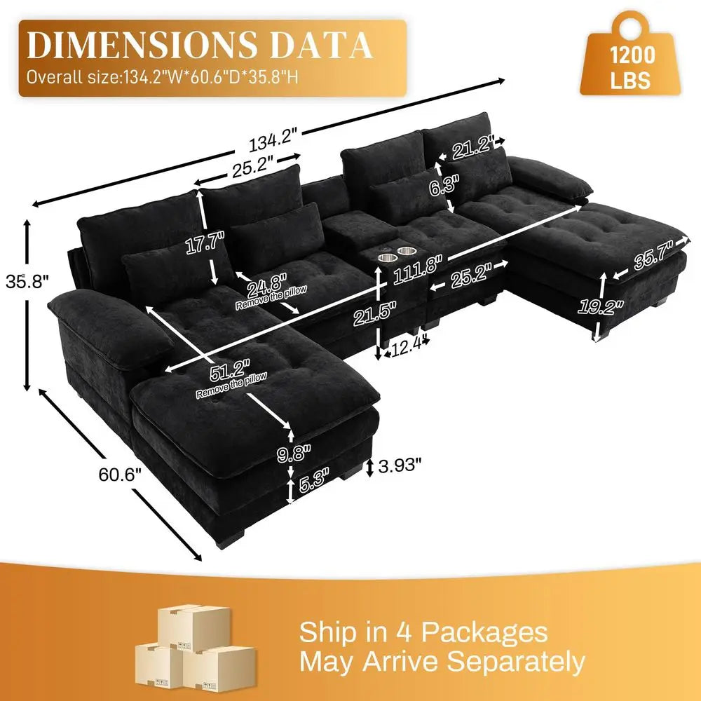 Modern Modular Sectional Sofa With Chaise And Tufted Upholstery