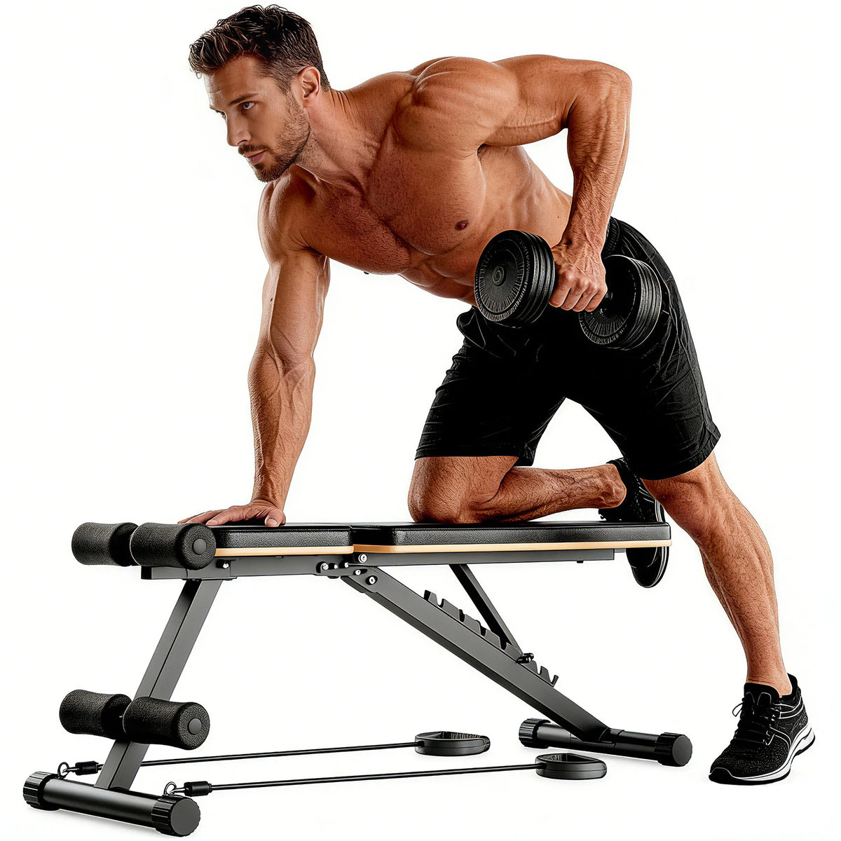 Foldable Dumbbell Bench Multifunctional Full Body Workout Home Gym Adjustable Weight Bench with 660 lbs Capacity for Chest Shoulder Arm & Muscle Training