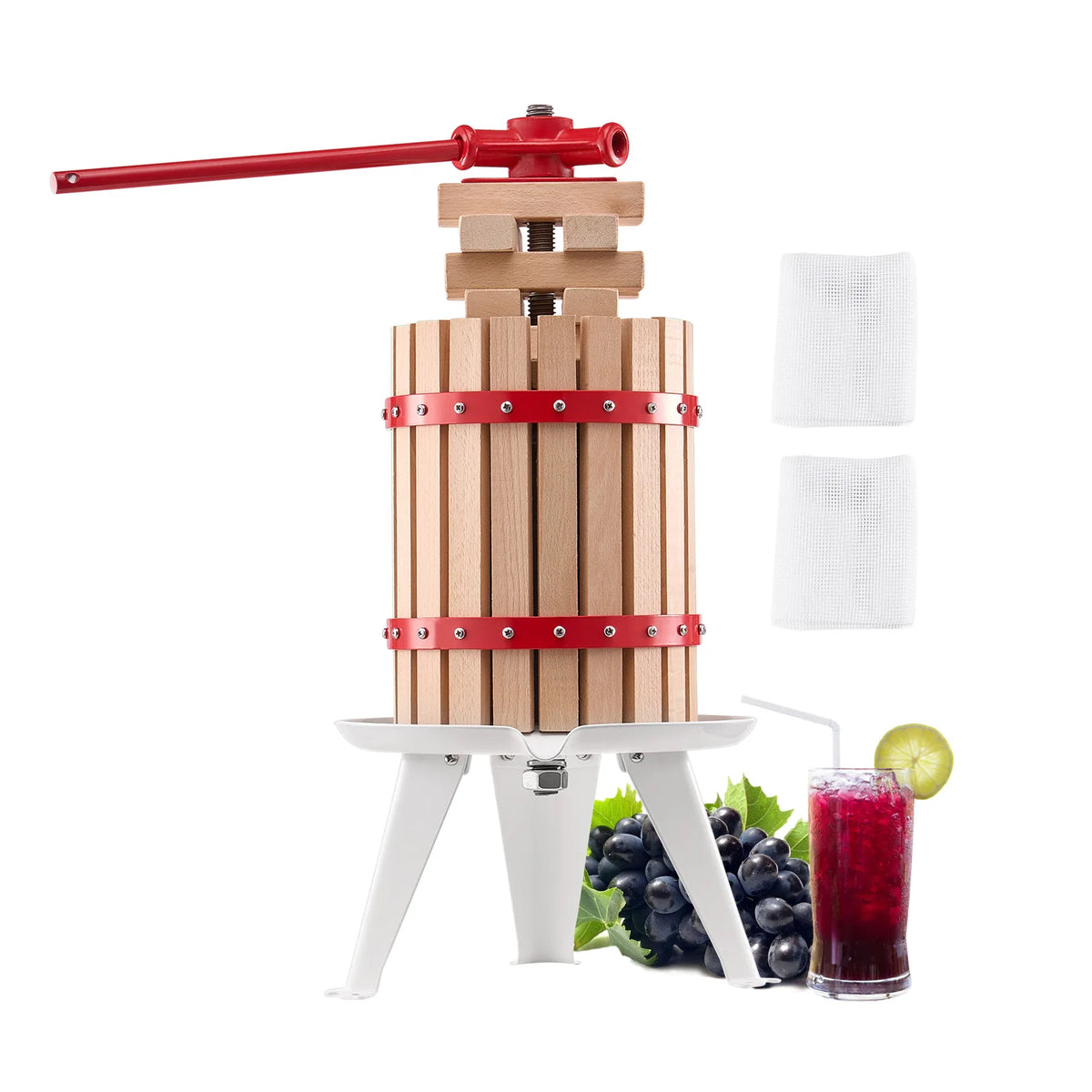 Solid Wood Manual Fruit Press With Heavy Duty Pressure Blocks