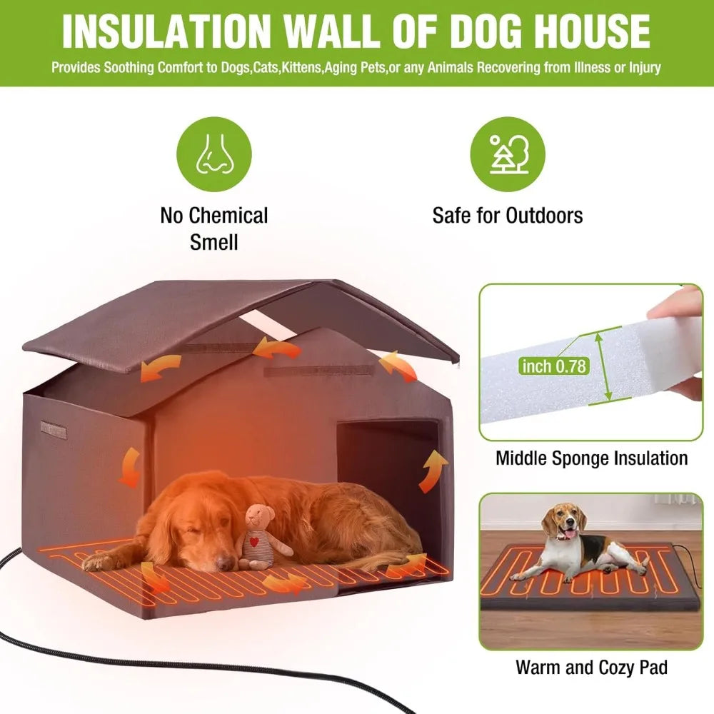 GUTINNEEN Heated Outdoor Dog House With Weatherproof Insulation