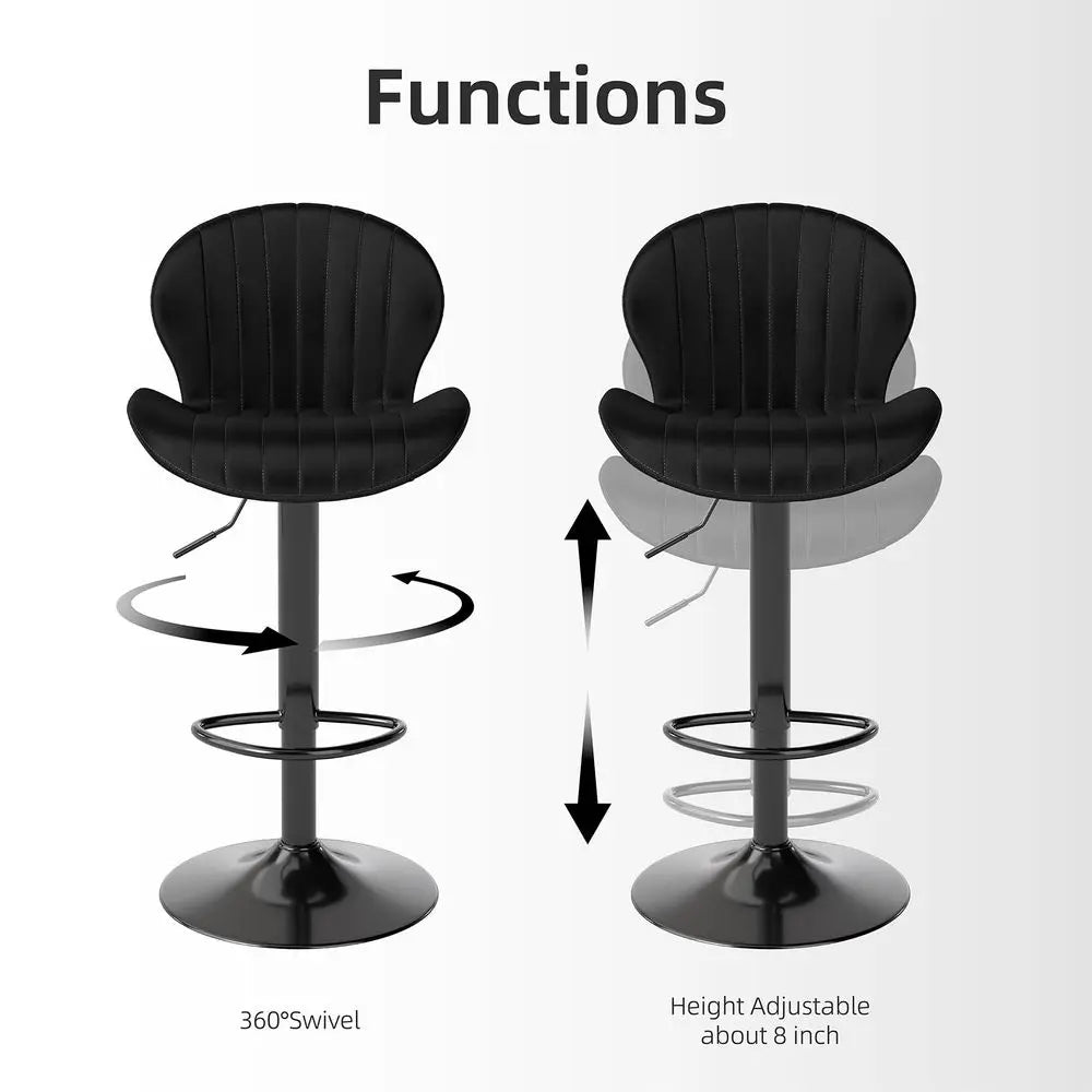 Modern Bar Stools Set of 4, Velvet Height Adjustable Swivel Barstools, Armless Kitchen Island Counter Chairs with Back amp Foot