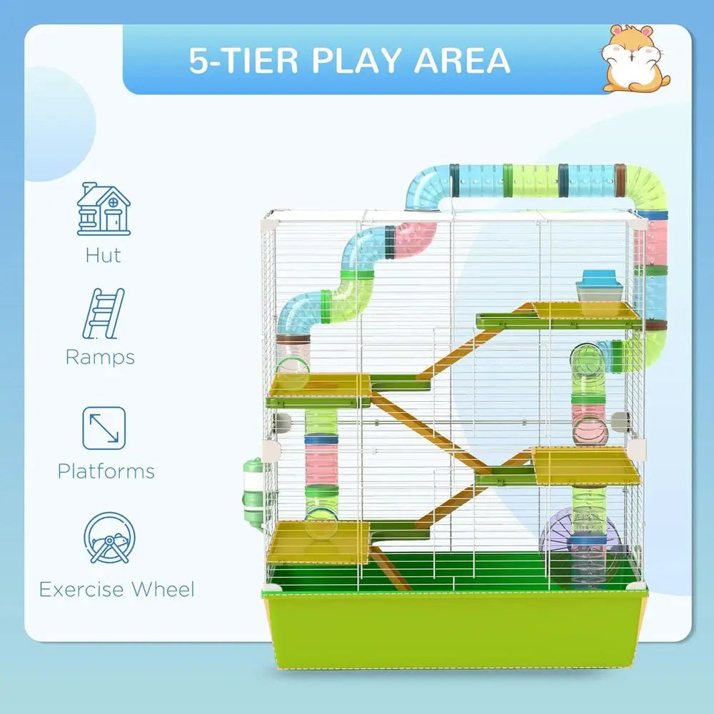 Multi Level Hamster Cage With Tubes Tunnels And Carry Handles