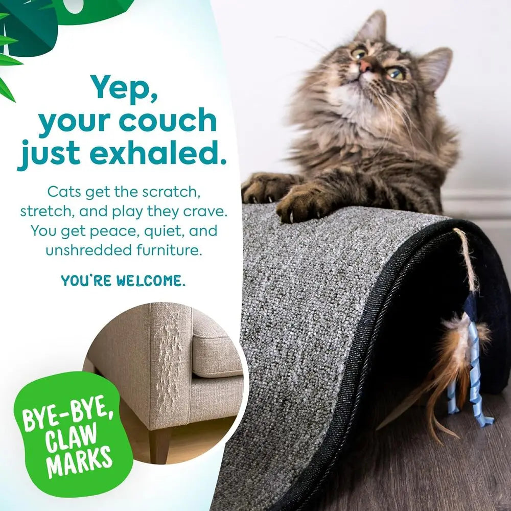 Dream Curl Carpet Cat Scratcher, Dual-Surface Cat Scratching Post, Lounge & Hide Scratchers for Cats & Kittens, Gray, Furniture