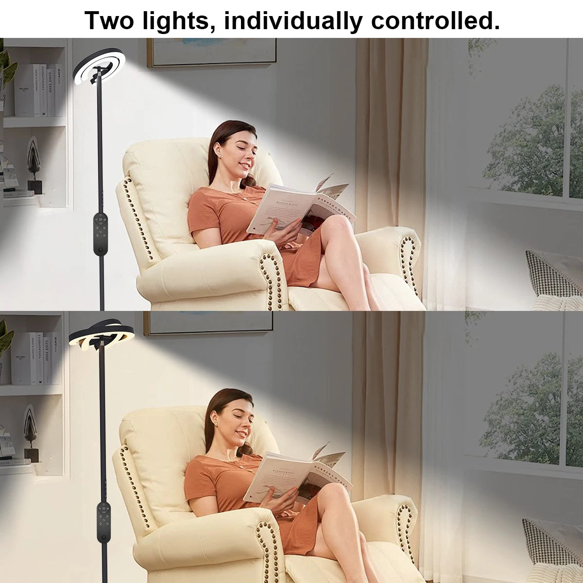 Aiopp Modern Standing LED Floor Lamp With Dual Rotatable Lights
