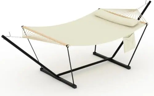 2-Person Hammock with Steel Stand, Portable & Foldable, 12FT, 450LBS | Adjustable steel frame, anti-tip stable design