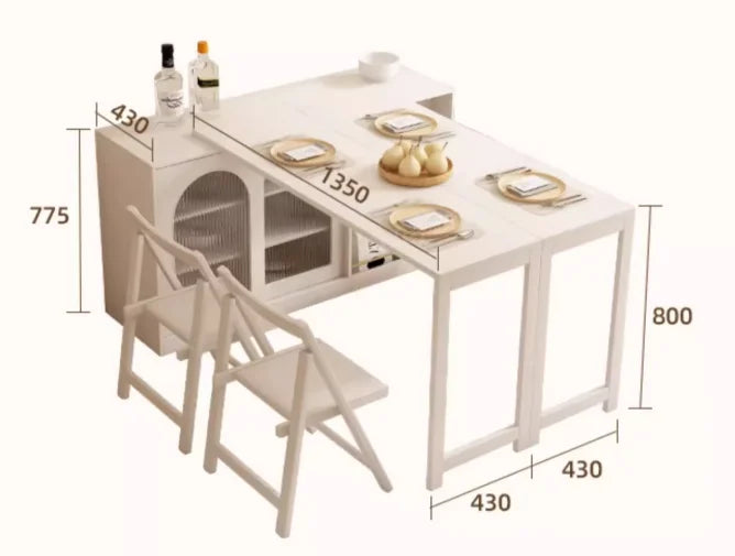 Walnut Folding Dining Table, Retractable For Apartments