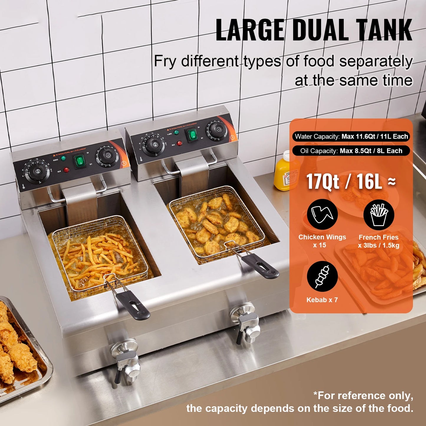 SucceBuy Electric Deep Fryer With Dual Removable Tank