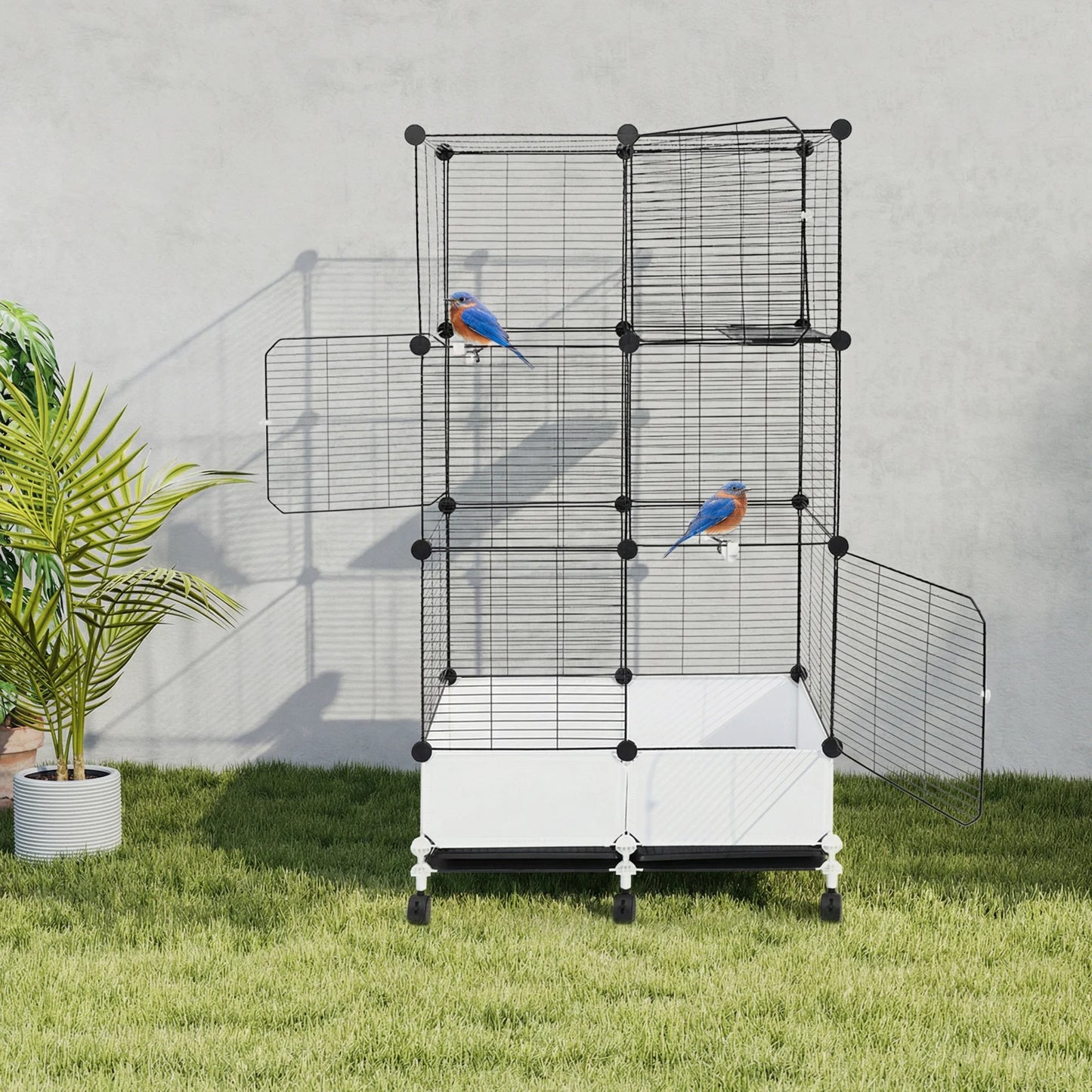 Parrot Cage With Splash Guard And 6 Locking Wheels