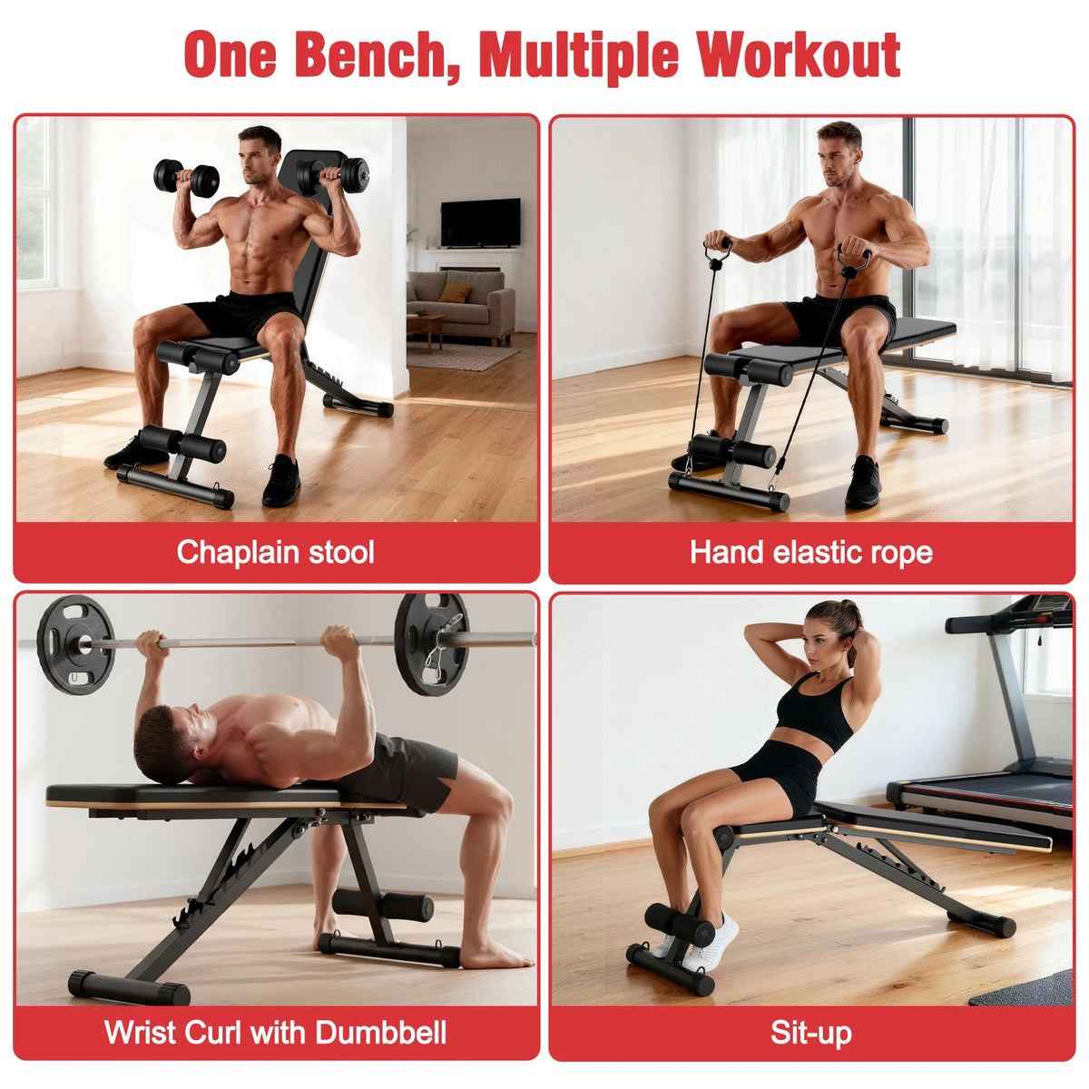 Foldable Dumbbell Bench Multifunctional Full Body Workout Home Gym Adjustable Weight Bench with 660 lbs Capacity for Chest Shoulder Arm & Muscle Training