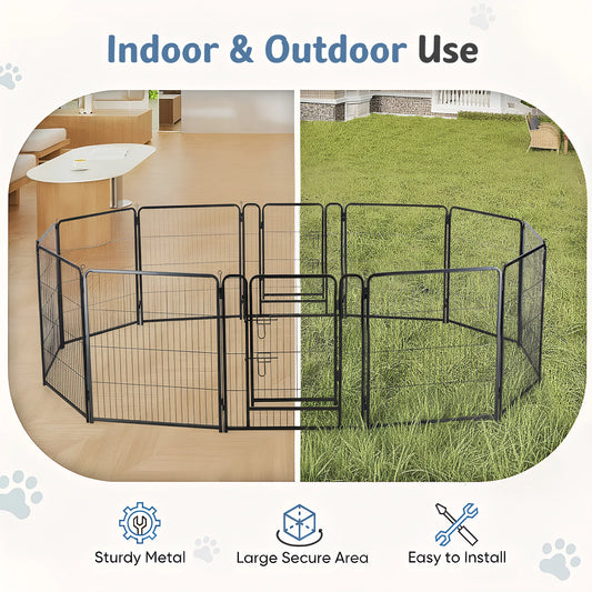 JHK Metal 12-Panel Dog Playpen Foldable Outdoor Fence