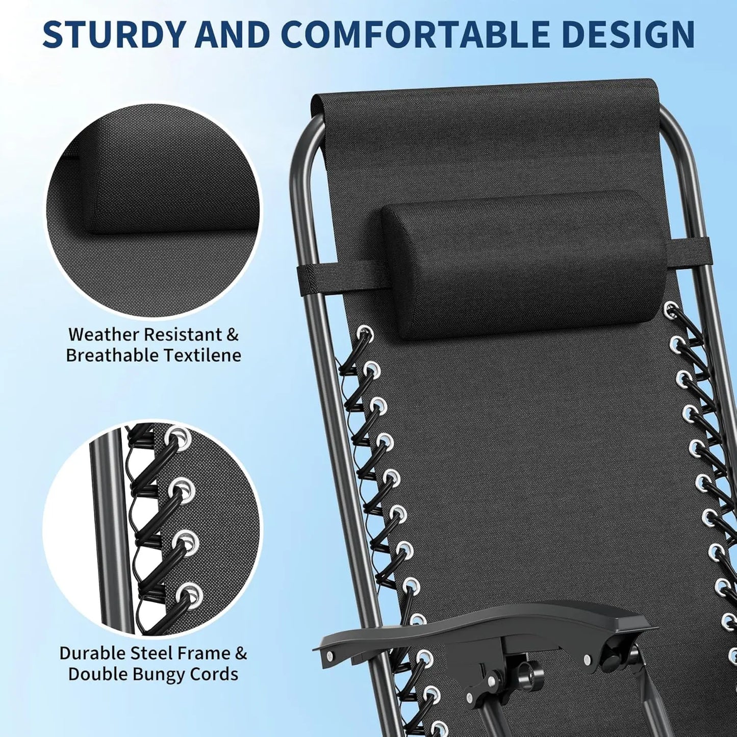 HiMISS 2 Pack Zero Gravity Beach Chairs With Cup Holder Tray