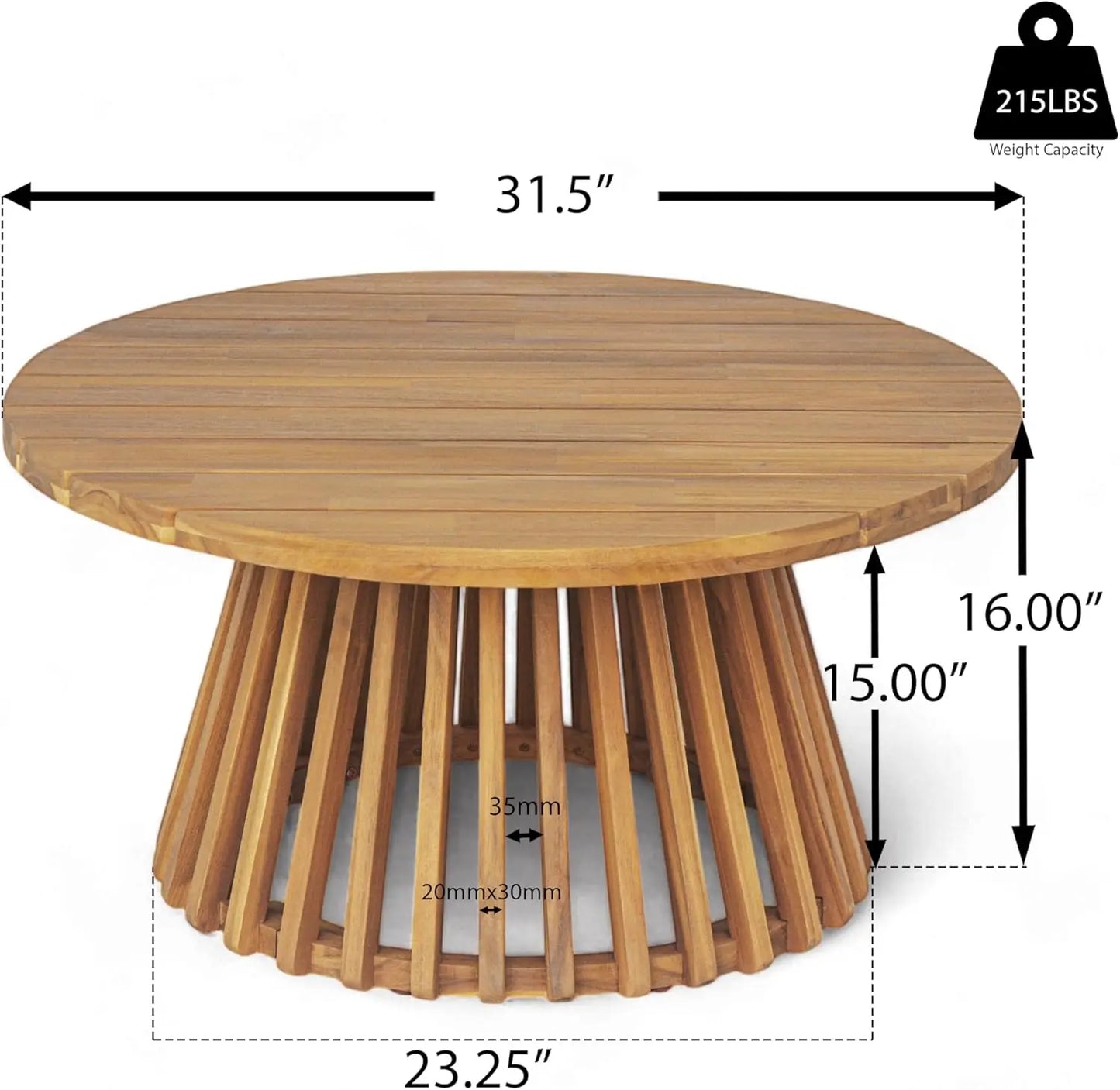 Acacia Wood Outdoor Conversation Set With Cushioned Patio Table